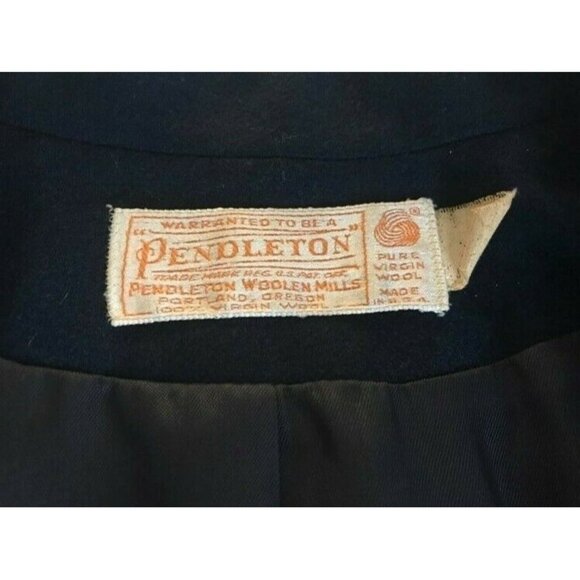 Vintage PENDLETON Blazer Jacket 100% Pure Virgin Wool Navy Blue Lined Size 12? - Picture 5 of 8